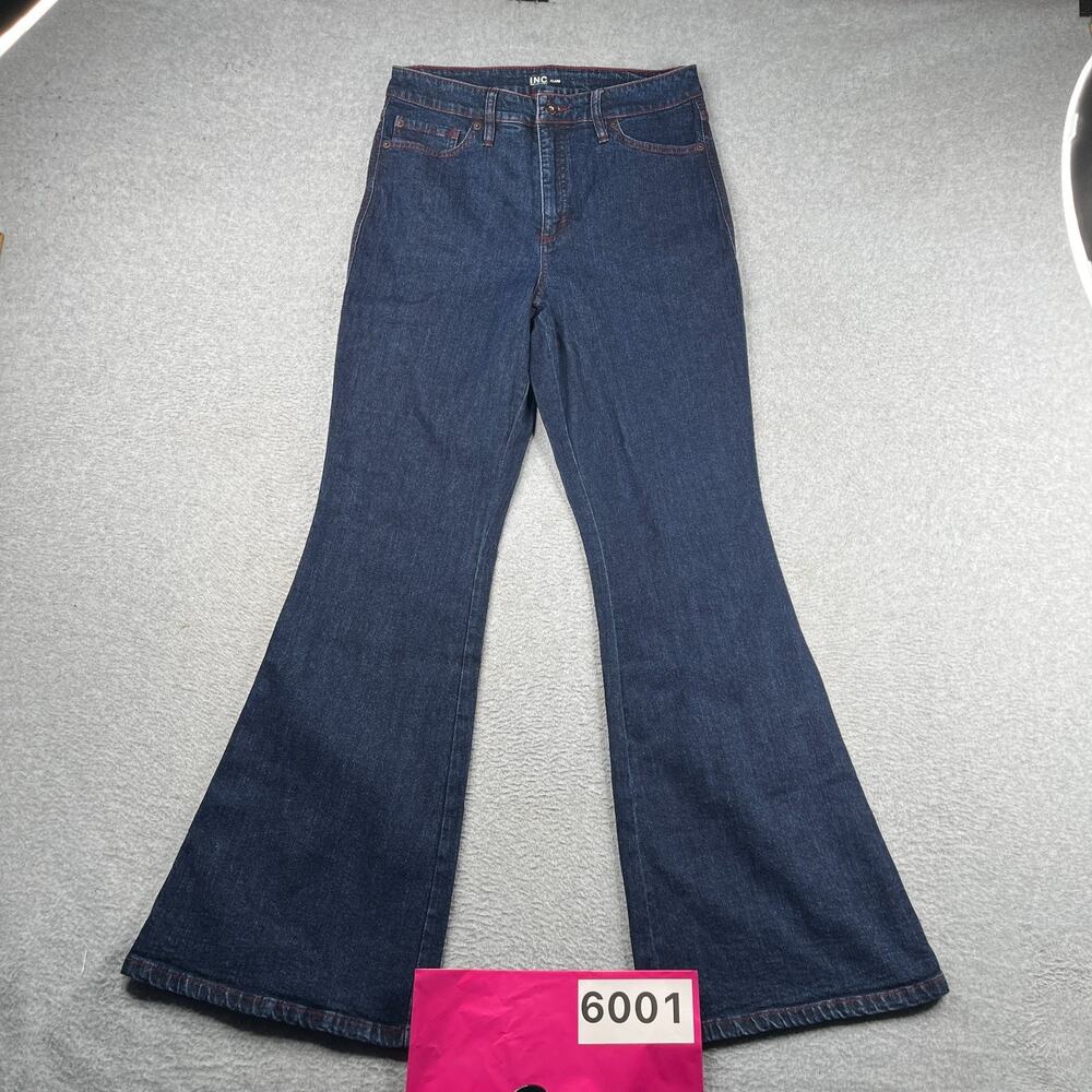 INC International Concepts Flare Denim Jeans Dark Wash Womens Size 10